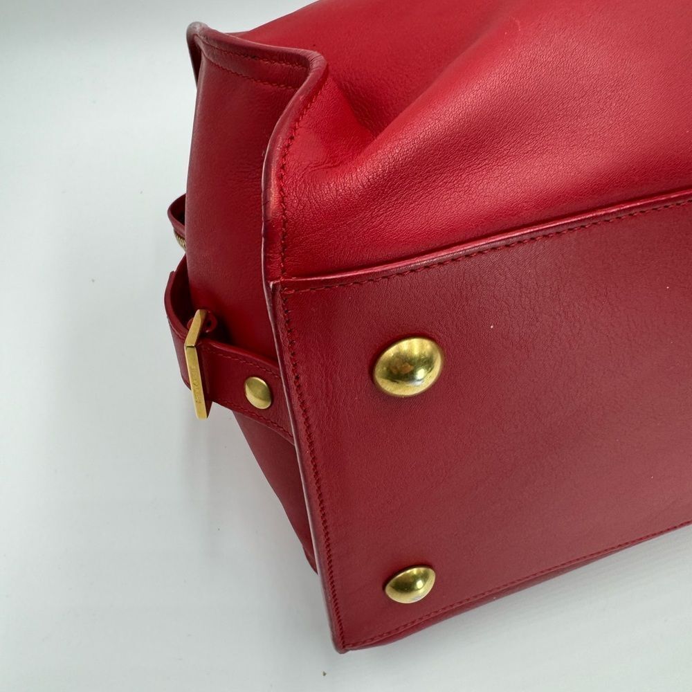 Saint Laurent Large Ligne Y Cabas Soft Red Leather Chyc Sac Tote Bag Satchel - Picture 9 of 16